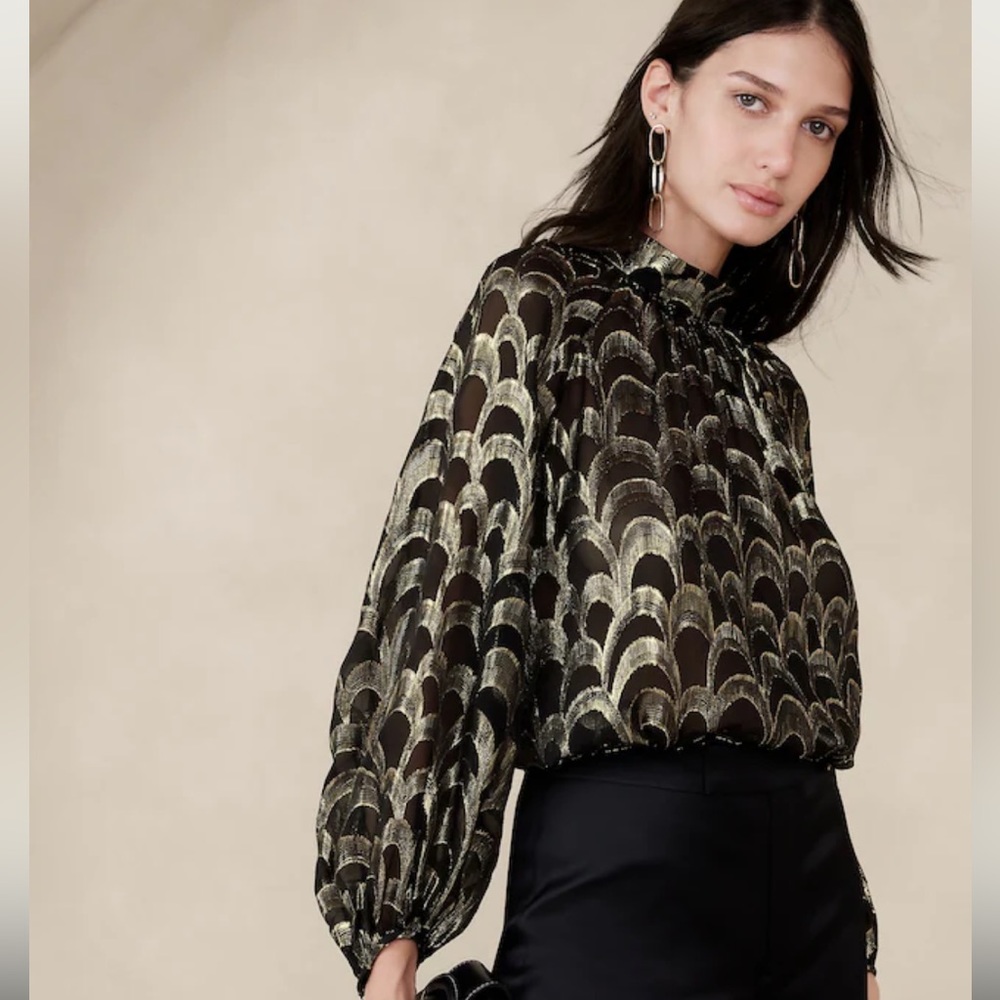 Banana Republic Mali Metallic Silk Jacquard Top